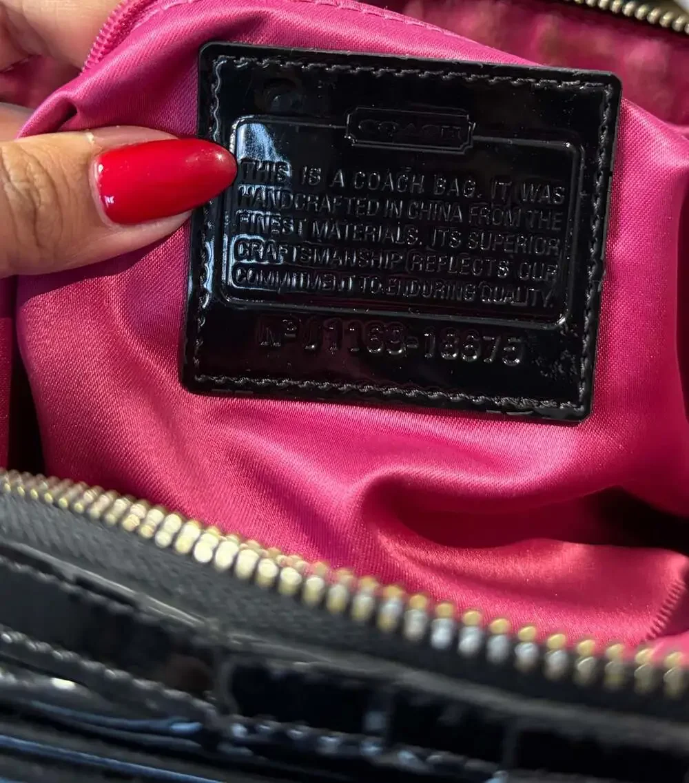 AUTH COACH POPPY QUILTED GLOSS PATENT LEATHER SATCHEL HANDBAG PURSE - RARE  Flaw